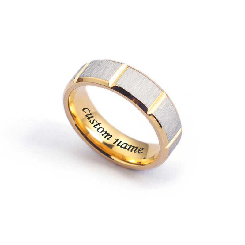 Custom Grooved Comfort Fit Mens Ring 6mm Steel