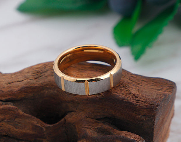 Custom Grooved Comfort Fit Mens Ring 6mm Steel
