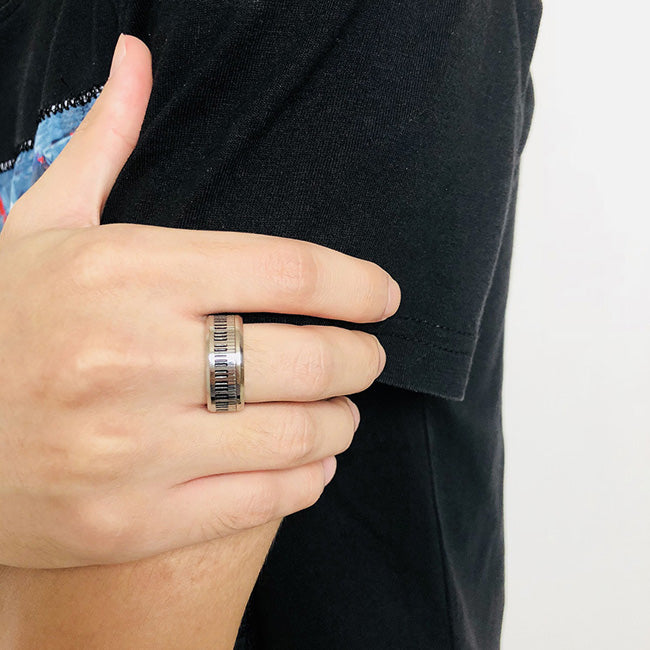 Custom Mens Fidget Ring Birthday Gift for Pianist 8mm