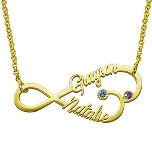 Customized Infinity Couple Name Necklace with Birthstones