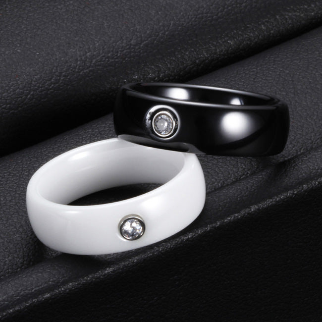 Engraved Ceramic Promise Rings for Girlfriend Boyfriend