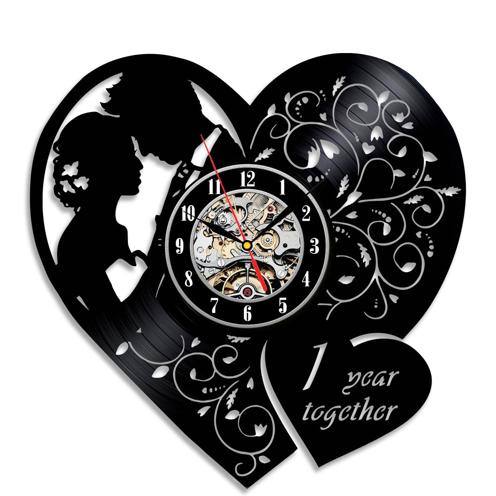 1st Wedding Anniversary Gift Creative Vinyl Record Wall Clock