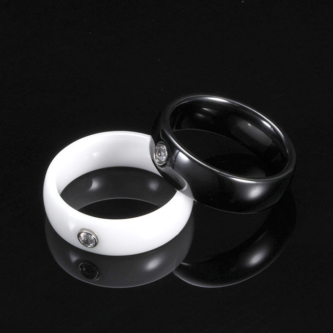 Engraved Ceramic Promise Rings for Girlfriend Boyfriend