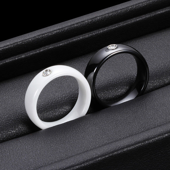 Engraved Ceramic Promise Rings for Girlfriend Boyfriend