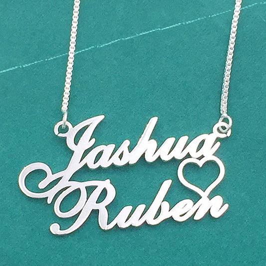 Heart Couple Name Necklace Birthday Gift for Her
