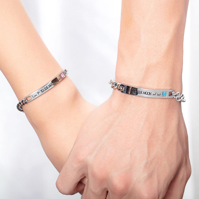 King Queen Matching Couple Bracelets with Custom Engraving