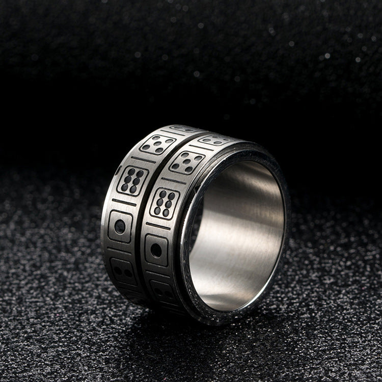 Engraved Dice Mens Unique Ring