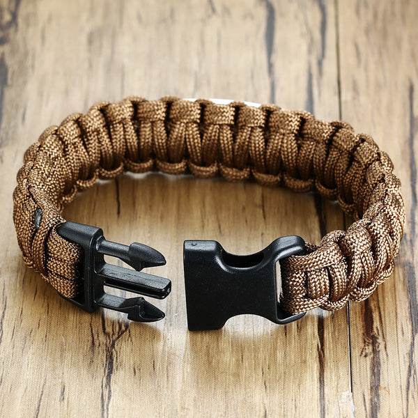 Personalized Mens Paracord Survival Bracelet Stainless Steel