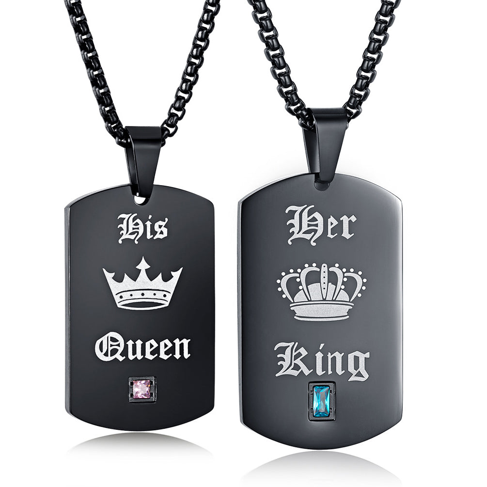 His Hers King Queen Crown Couples Promise Jewelry Set