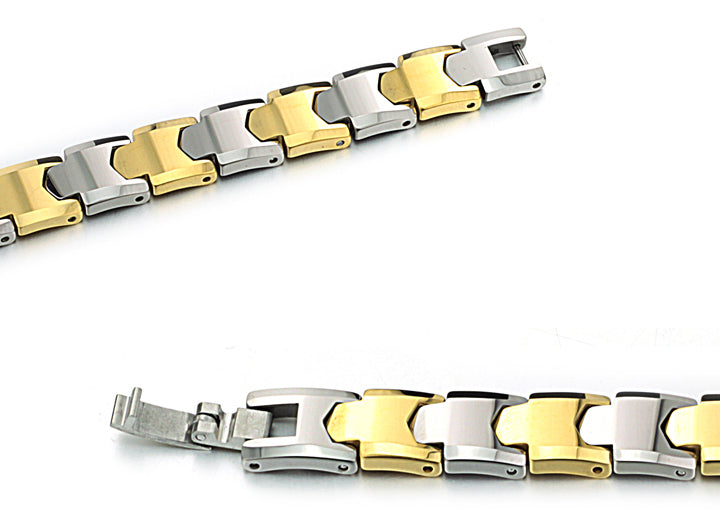 Gold Plated Tungsten Mens Sports Magnetic Bracelet