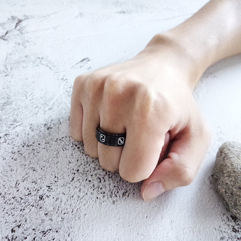 Custom Engraved Dice Mens Ring