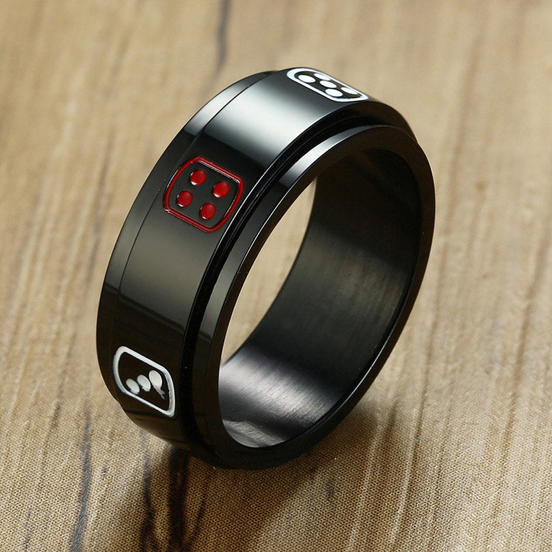 Custom Engraved Dice Mens Ring
