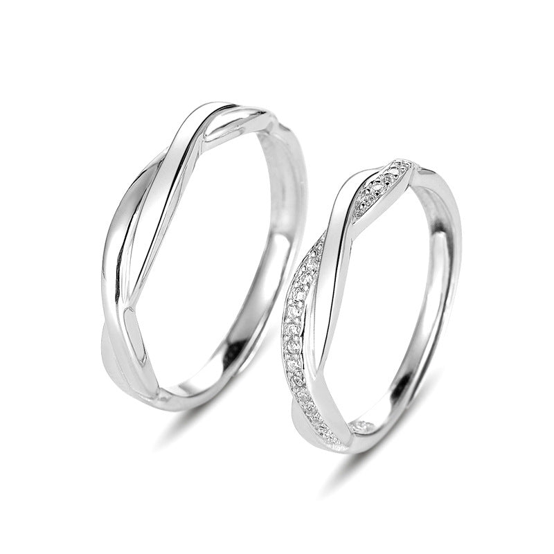 Custom Matching Love Knot Rings Set for Couples