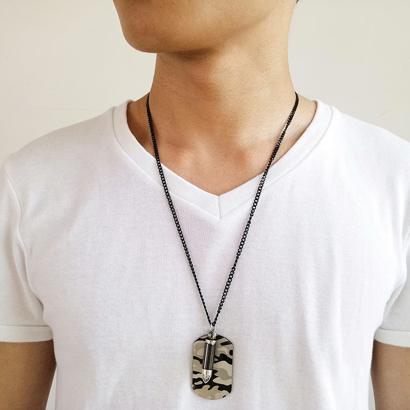 Military Nametag Cremation Bullet Necklace