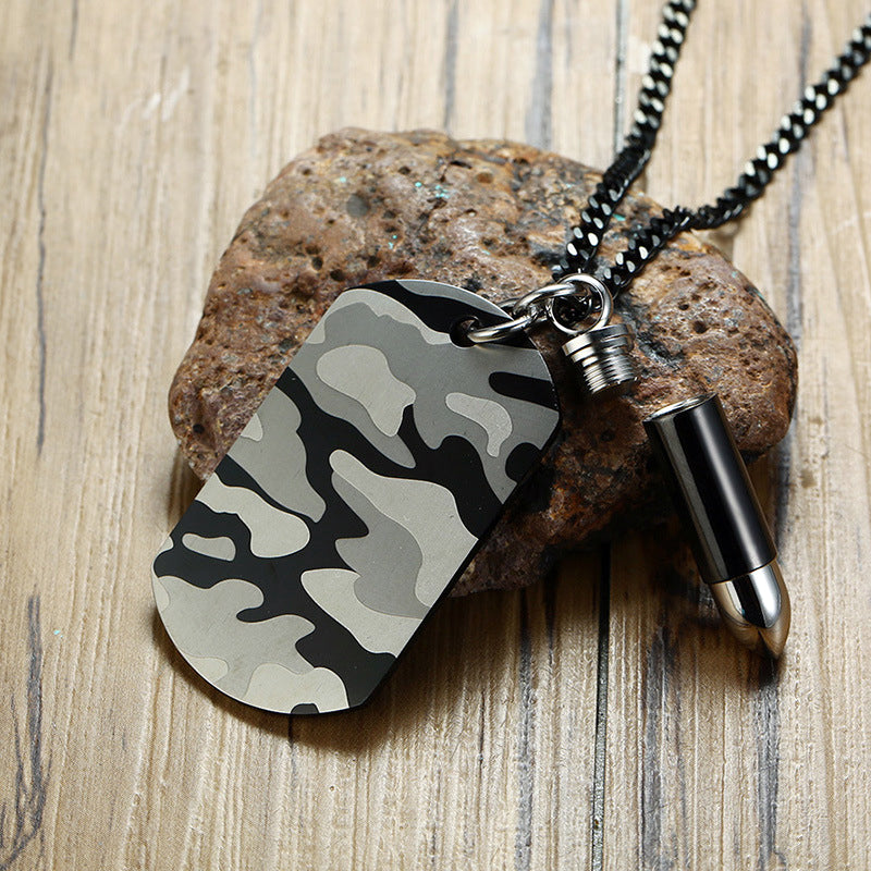 Military Nametag Cremation Bullet Necklace