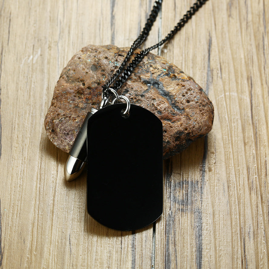 Military Nametag Cremation Bullet Necklace