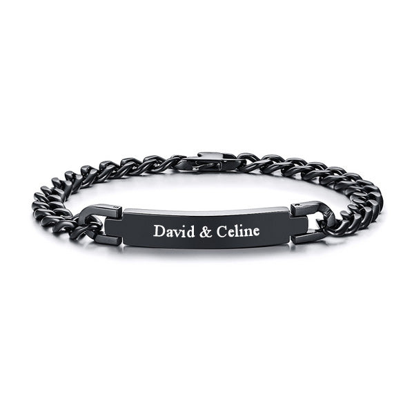 Custom Mens Bracelet Gift Stainless Steel Black