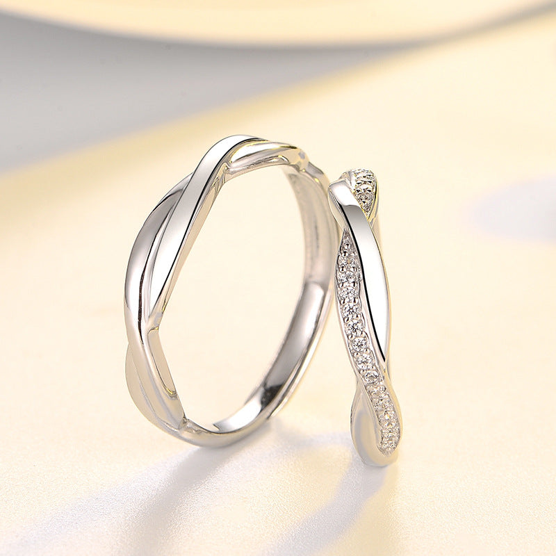 Custom Matching Love Knot Rings Set for Couples