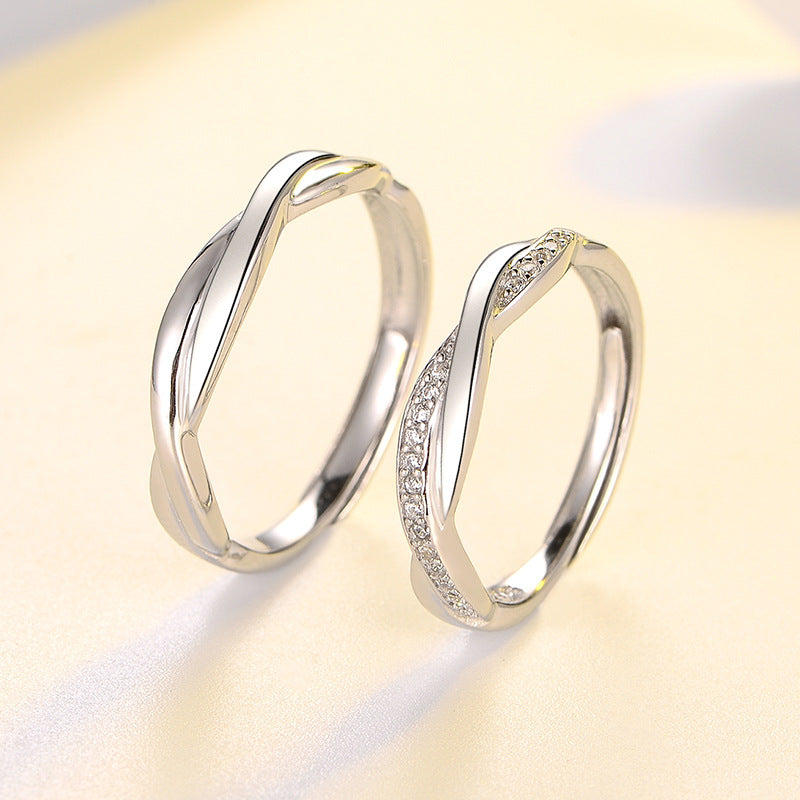 Custom Matching Love Knot Rings Set for Couples