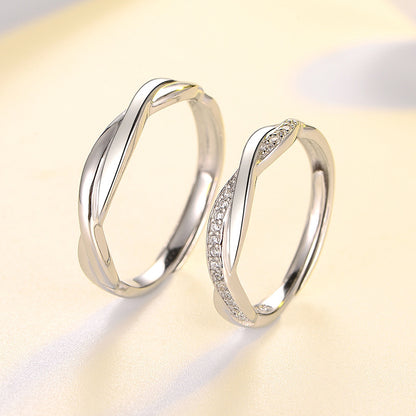 Custom Matching Love Knot Rings Set for Couples