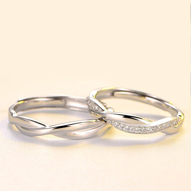 Custom Matching Love Knot Rings Set for Couples