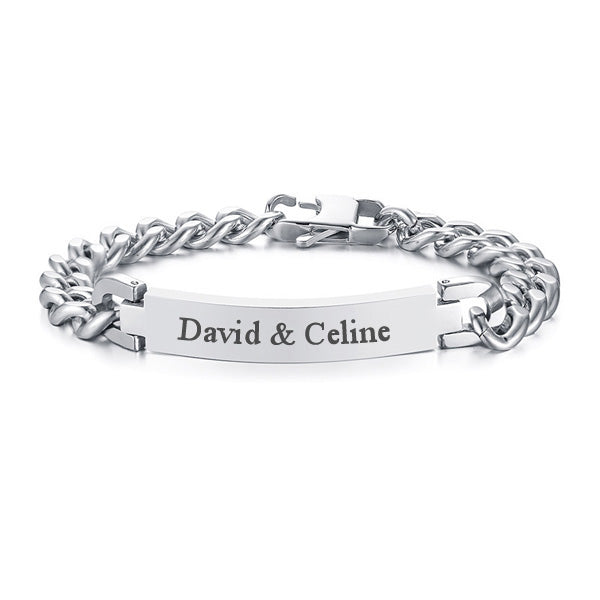 Custom Name Promise Bracelet for Him Stainless Steel