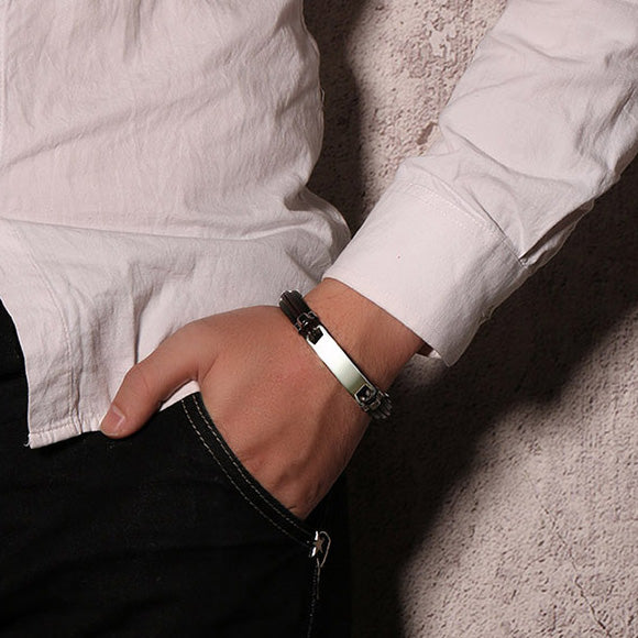 Customized Leather Mens Love Bracelet