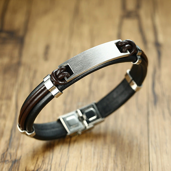 Customized Leather Mens Love Bracelet