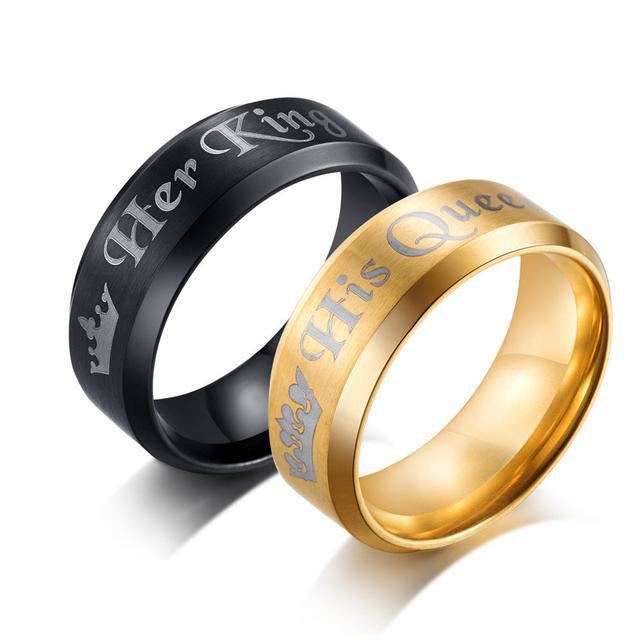 Her King His Queen Couple Promise Rings Set