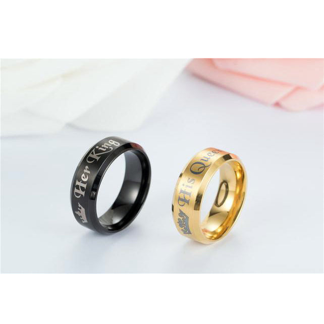 Her King His Queen Couple Promise Rings Set