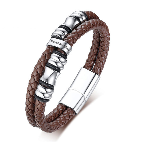 Personalized Leather Bracelet for Him