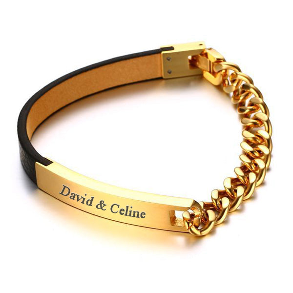 Custom Name Leather Promise Bracelet for Him