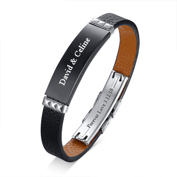 Personalized Love Leather Bracelet for Men