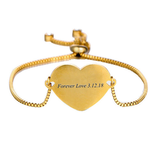 Engravable Heart Charm Bracelet with Diamonds