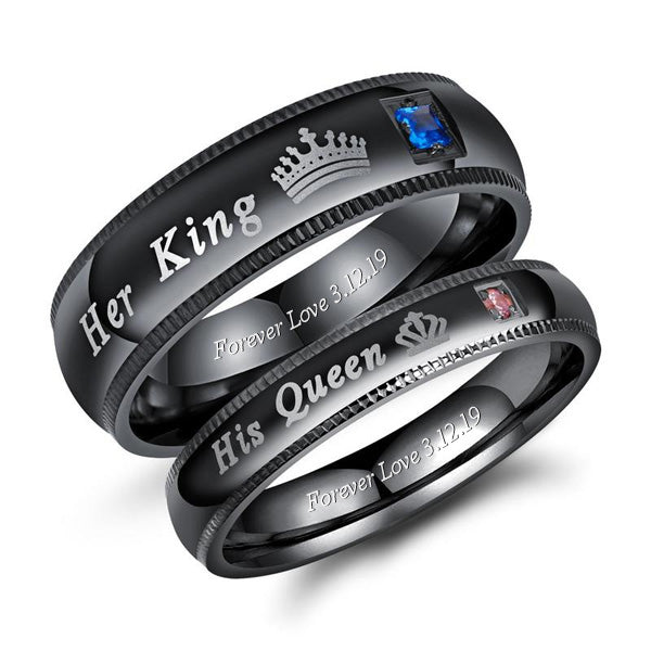 His Queen & Her King Promise Rings with Colored Accent Stones