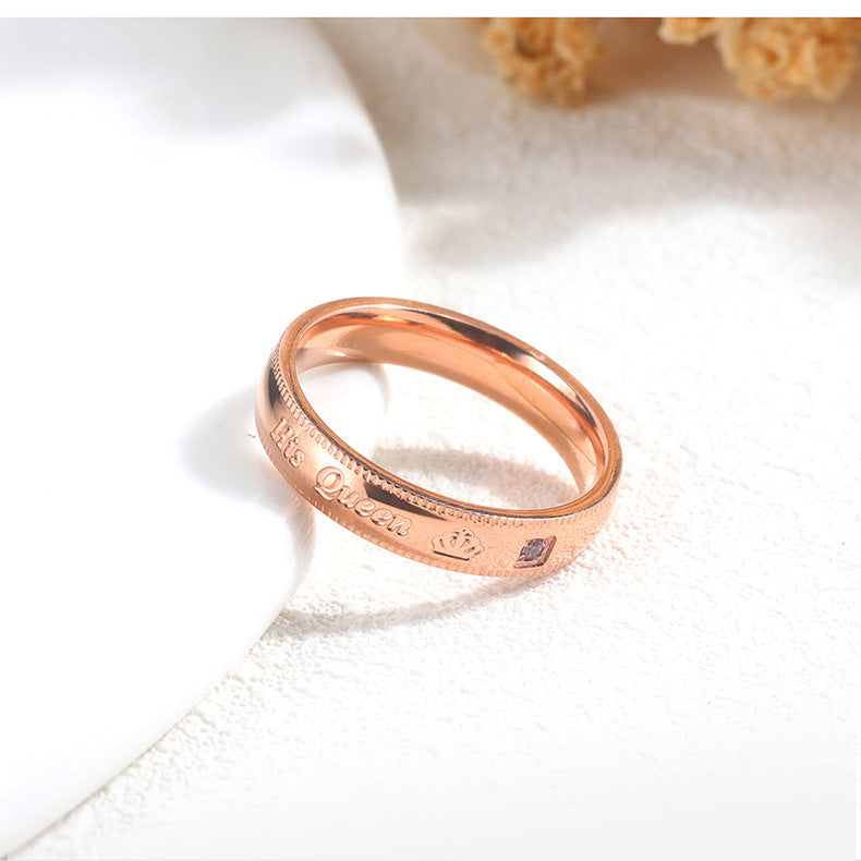 Matching Engravable King & Queen Crown Promise Rings Set for Couples