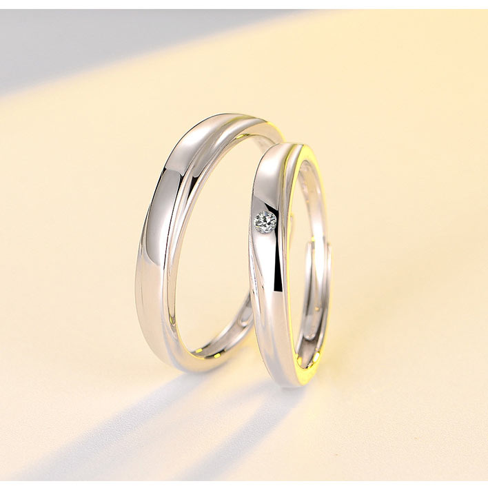 Personalized Sterling Silver Couple Mobius Rings Set for 2