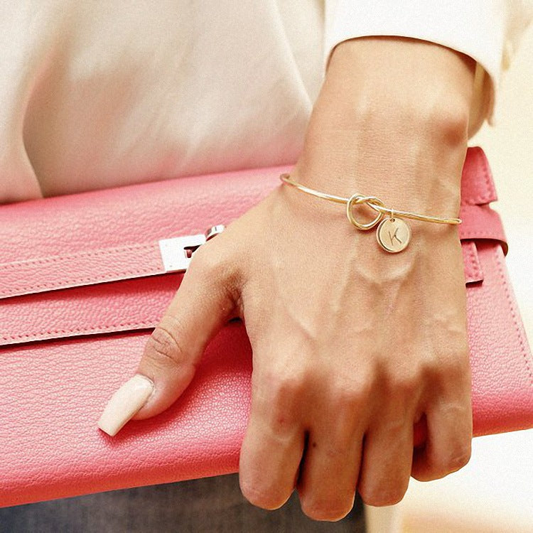 Name Initial Bangle Bracelet for Her