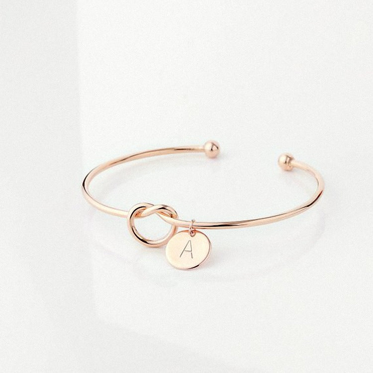 Name Initial Bangle Bracelet for Her