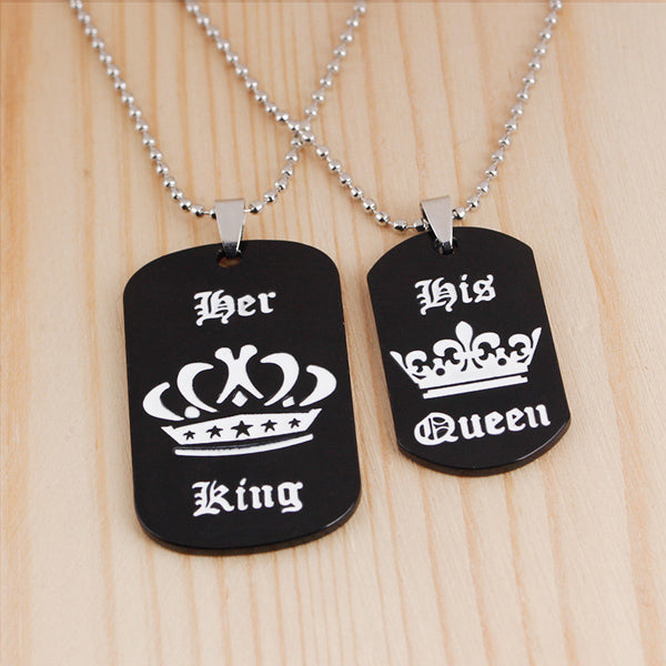Her King His Queen Necklaces Gift for Girlfriend Boyfriend