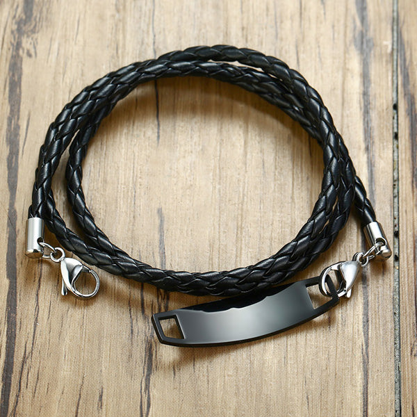 Personalized Braided Wrap Promise Bracelet Stainless Steel