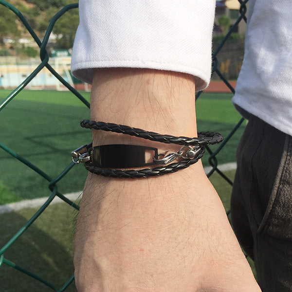 Personalized Braided Wrap Promise Bracelet Stainless Steel