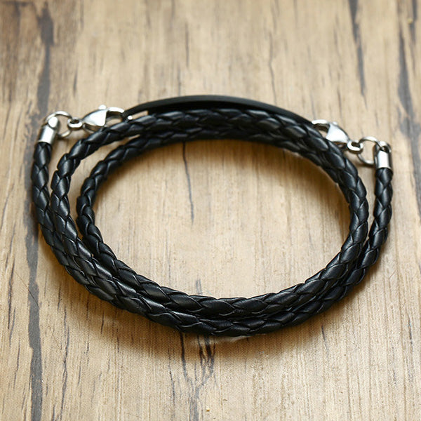 Personalized Braided Wrap Promise Bracelet Stainless Steel