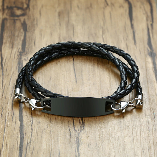Personalized Braided Wrap Promise Bracelet Stainless Steel