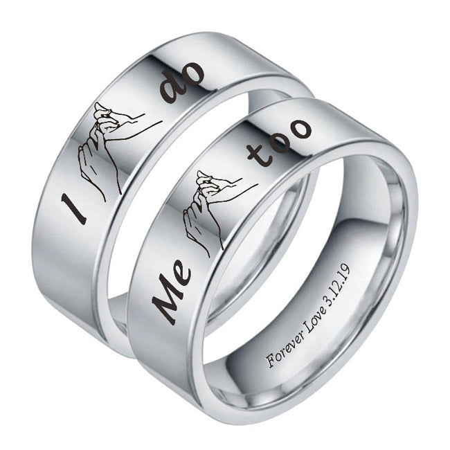 Custom I Do Couple Wedding Rings Titanium