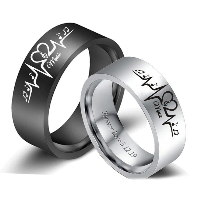 Heart beat Couple Promise Rings Anniversary Gift