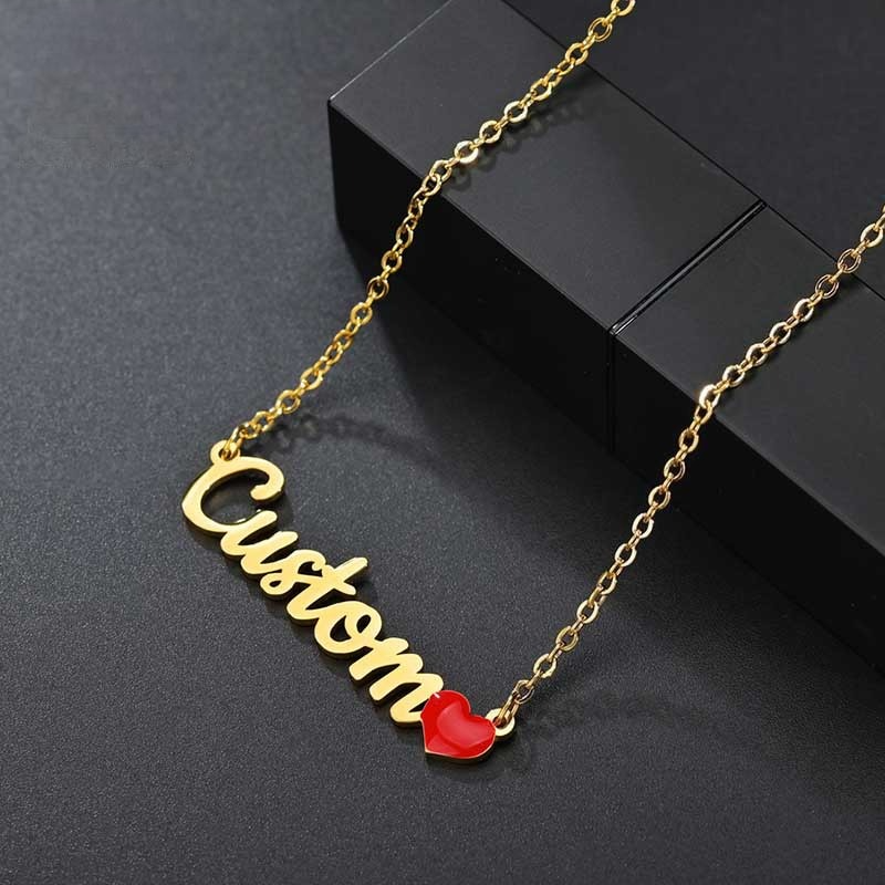 Red Heart Personal Name Necklace