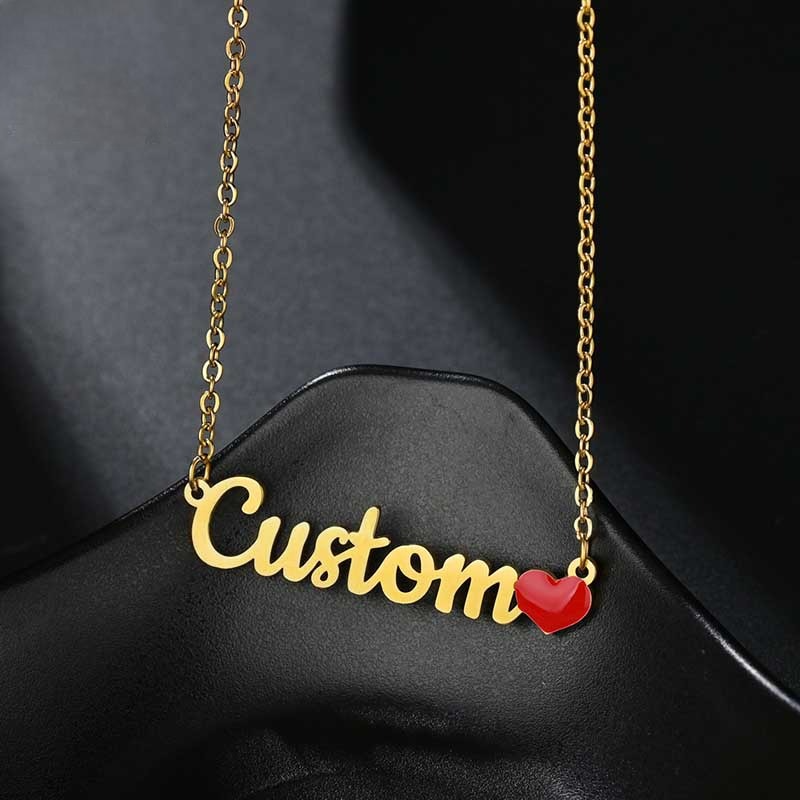 Red Heart Personal Name Necklace