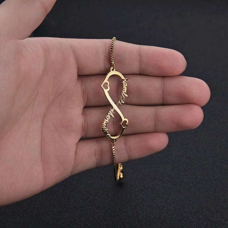 Couples Names Infinity Charm Bracelet