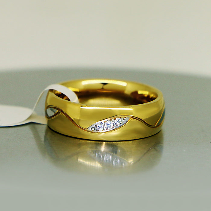 Custom Promise Ring for Him or Her 18K Gold Plated Titanium 6mm